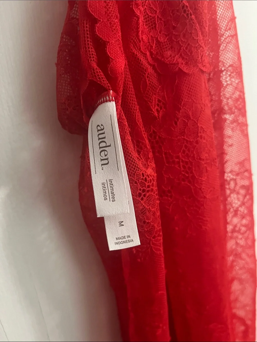 Auden Red Lace Sheer V-Neck Chemise